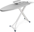 Cette table de repassage dispose d'une surface laissant passer la vapeur et de des appuis antiderapants