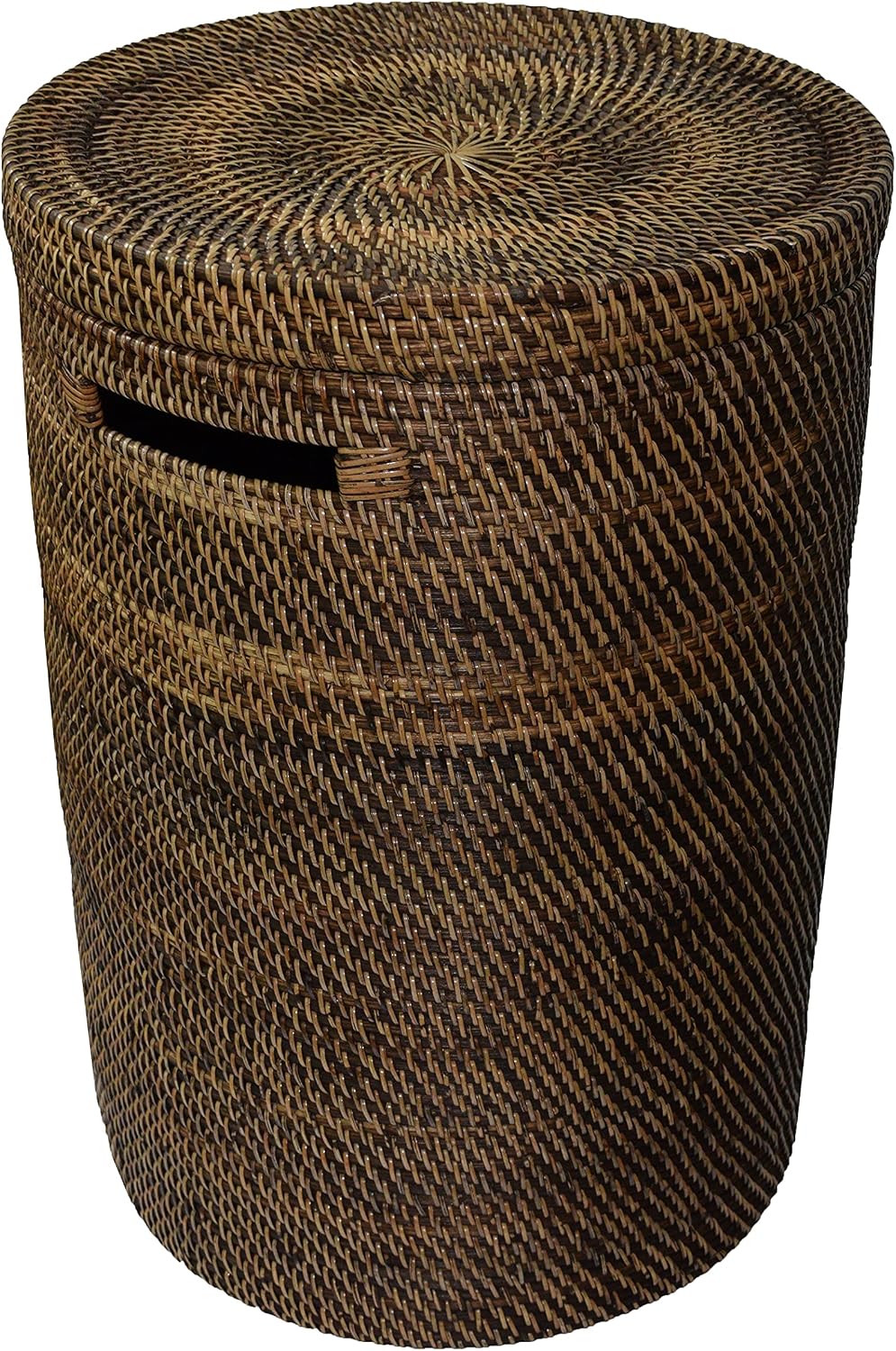 Decouvrez le panier a linge avec fermeture par couvercle en coloris marron et noir